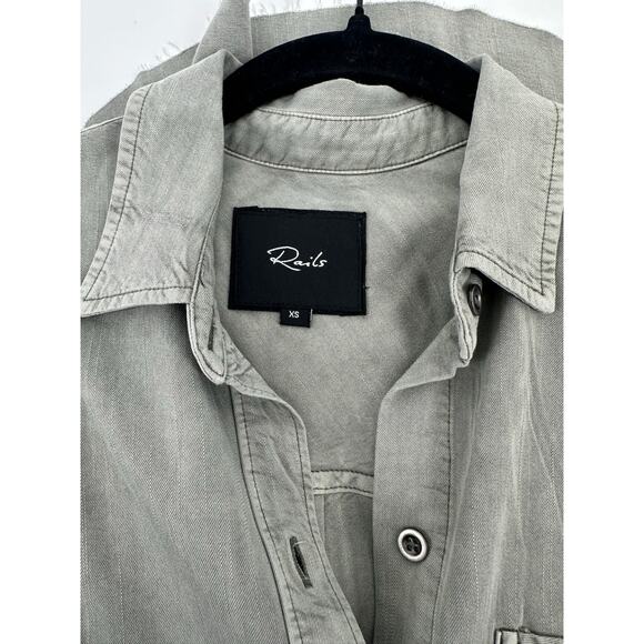 Rails Rhett raw hem button down shirt Moss - Picture 6 of 7